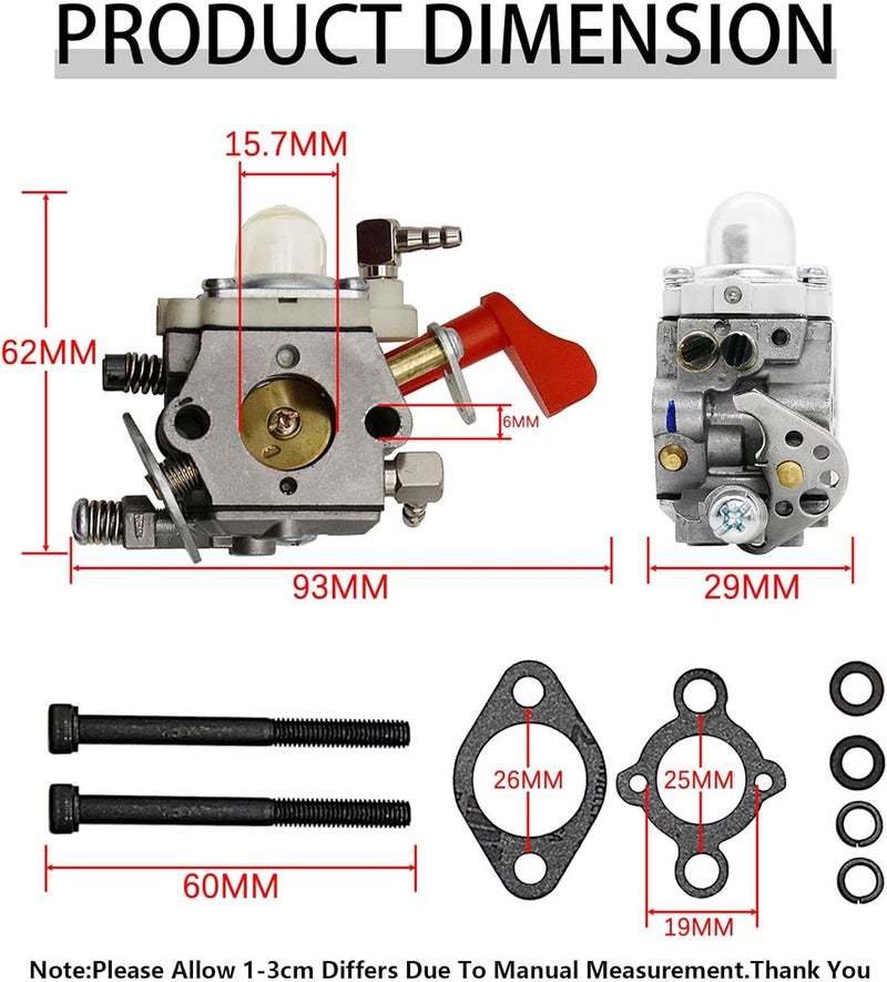 FLMLF Rc Car Carburetor for 23CC-58CC Zenoah CY Engine for 1/5 HPI ROFUN ROVAN KM BAJA 5B 5T 5SC LOSI 5IVE-T FG RedCat MCD Parts (Red) - Image 3